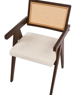 Set di 2 sedie da pranzo AVA Legno Marrone scuro/Beige chiaro