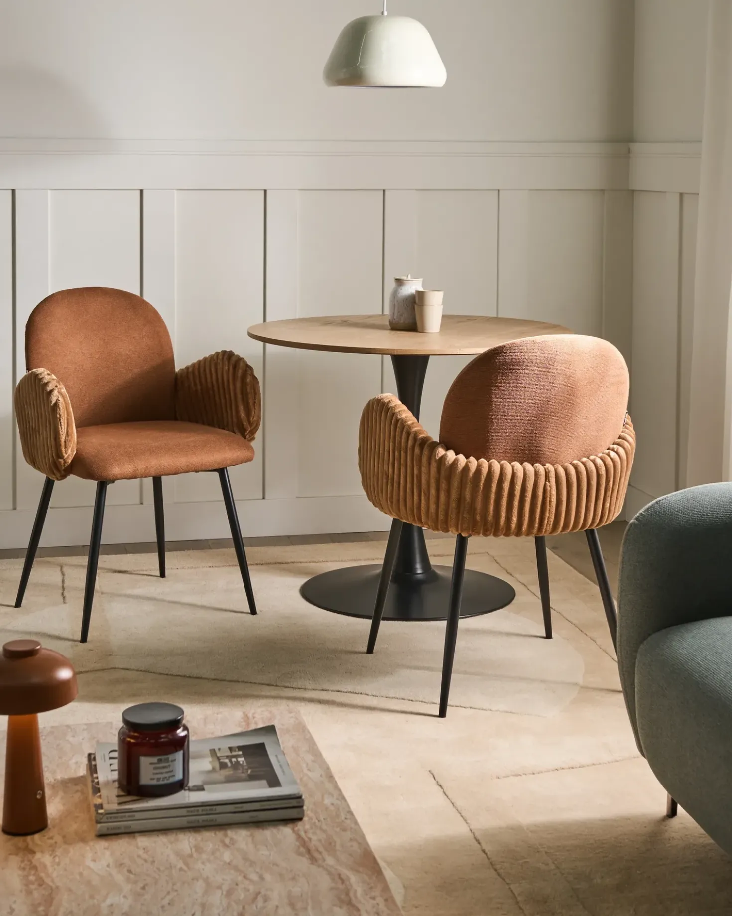 Set di 2 sedie da pranzo AMITY Tessuto Marrone