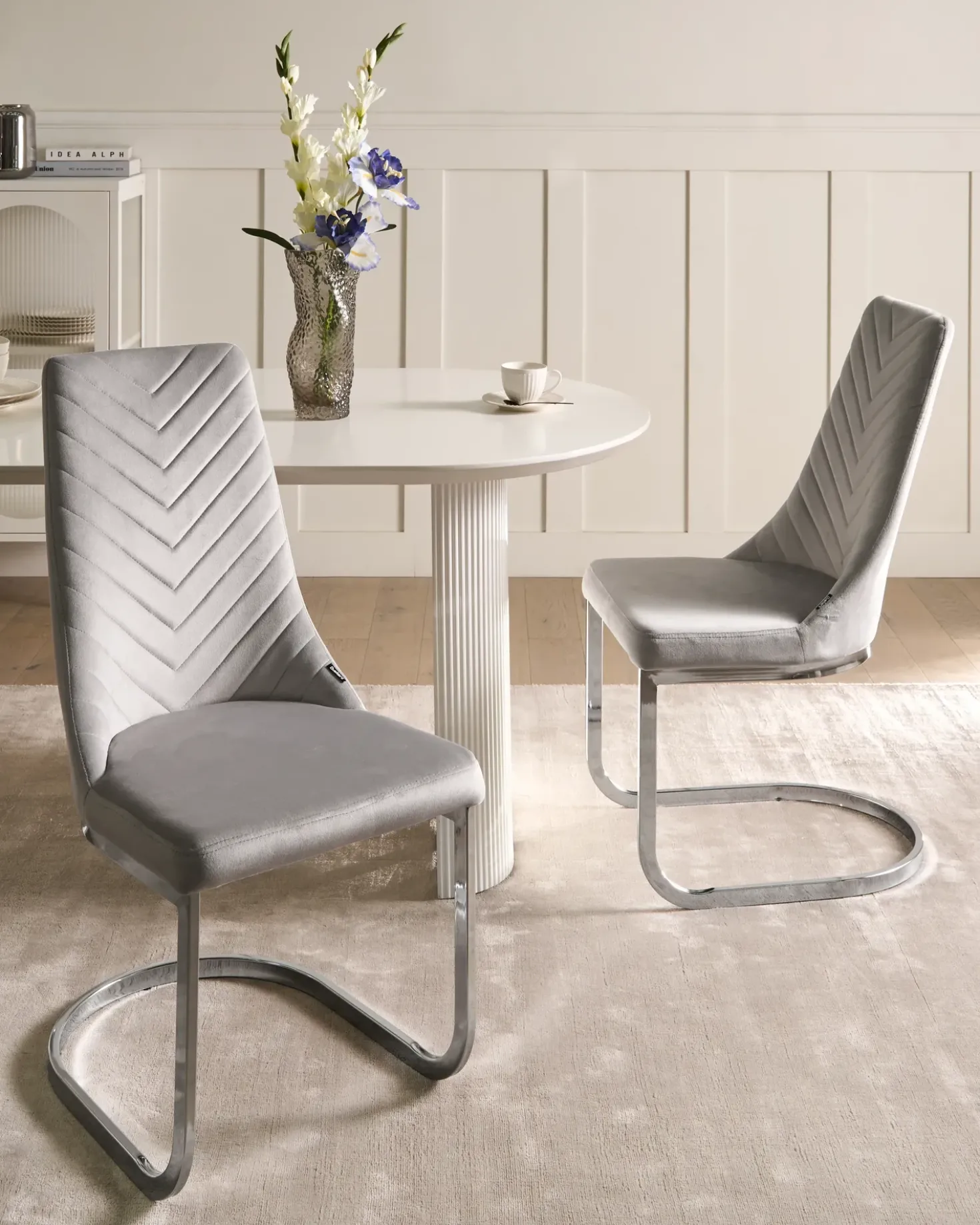 Set di 2 sedie da pranzo ALTOONA Velluto Grigio