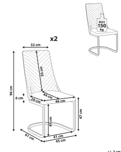 Set di 2 sedie da pranzo ALTOONA Velluto Grigio