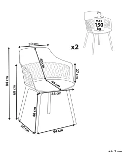Set di 2 sedie da pranzo ALMIRA Bianco