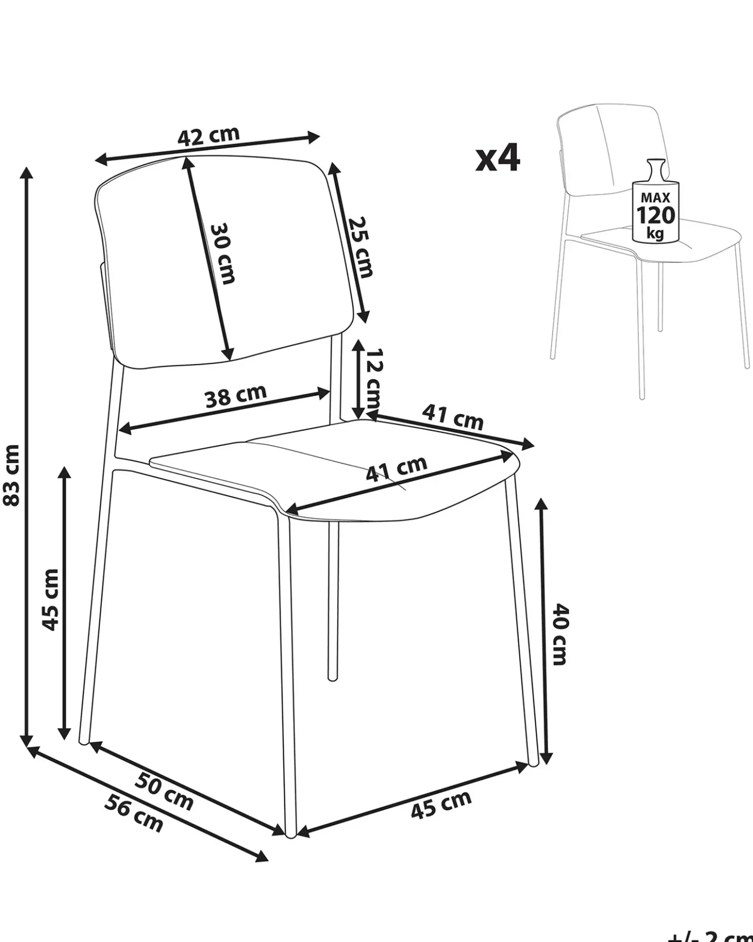 Set di 4 sedie da pranzo ASTORIA Beige