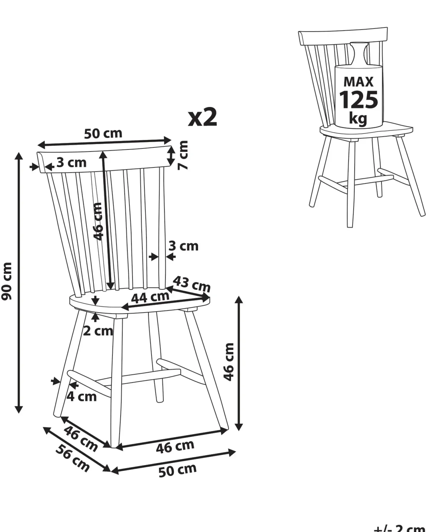 Set di 2 sedie da pranzo BURGES Legno Nero