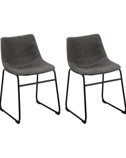 Set di 2 sedie da pranzo BATAVIA Tessuto Grigio scuro