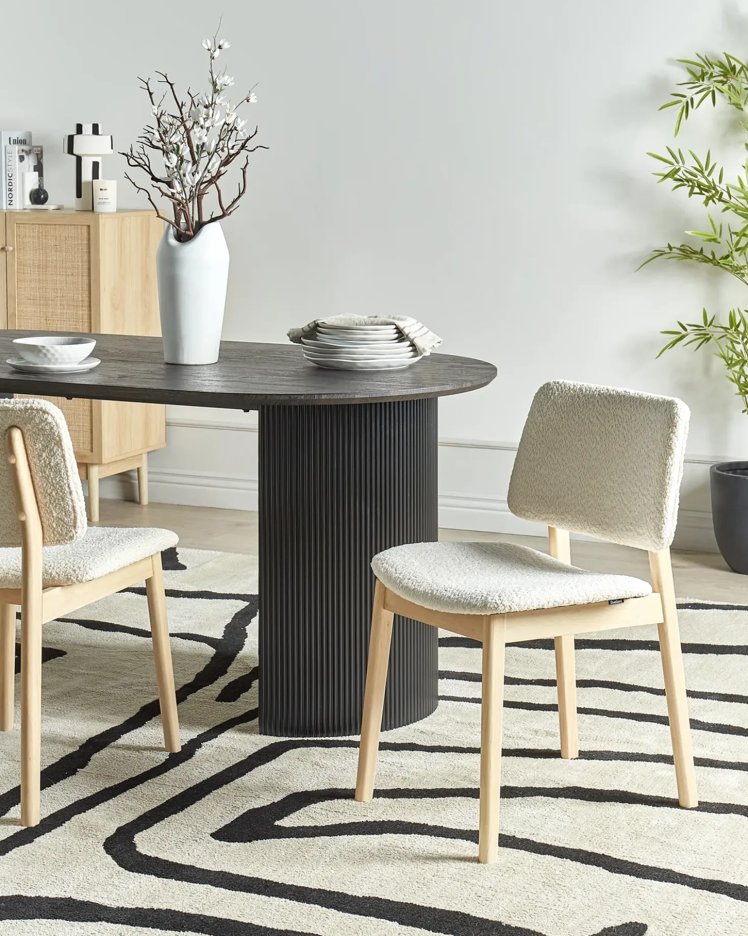 Set di 2 sedie da pranzo BLANE Bouclé Marrone chiaro/Bianco