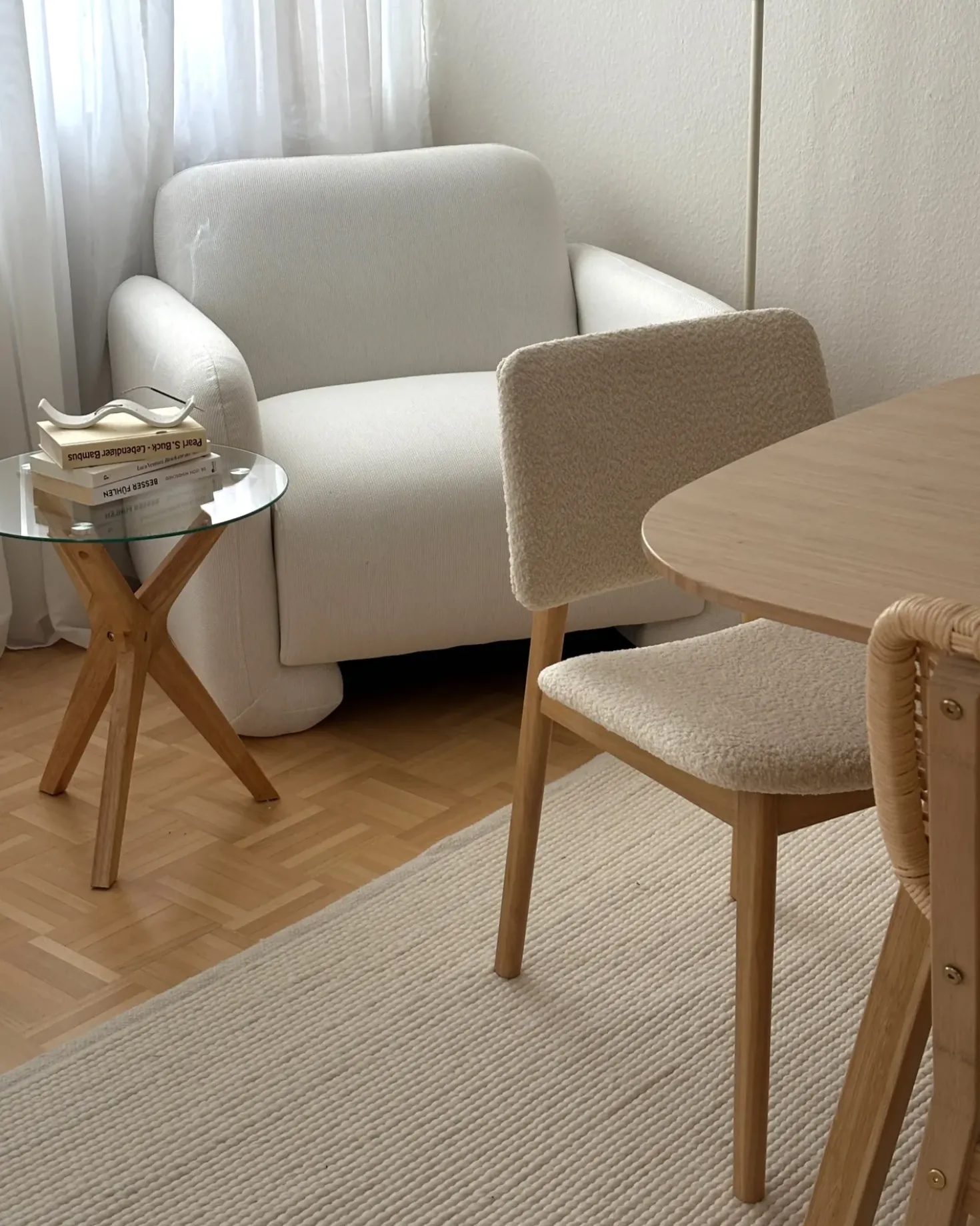Set di 2 sedie da pranzo BLANE Bouclé Marrone chiaro/Bianco
