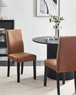 Set di 2 sedie da pranzo BROADWAY Pelle sintetica Marrone dorato