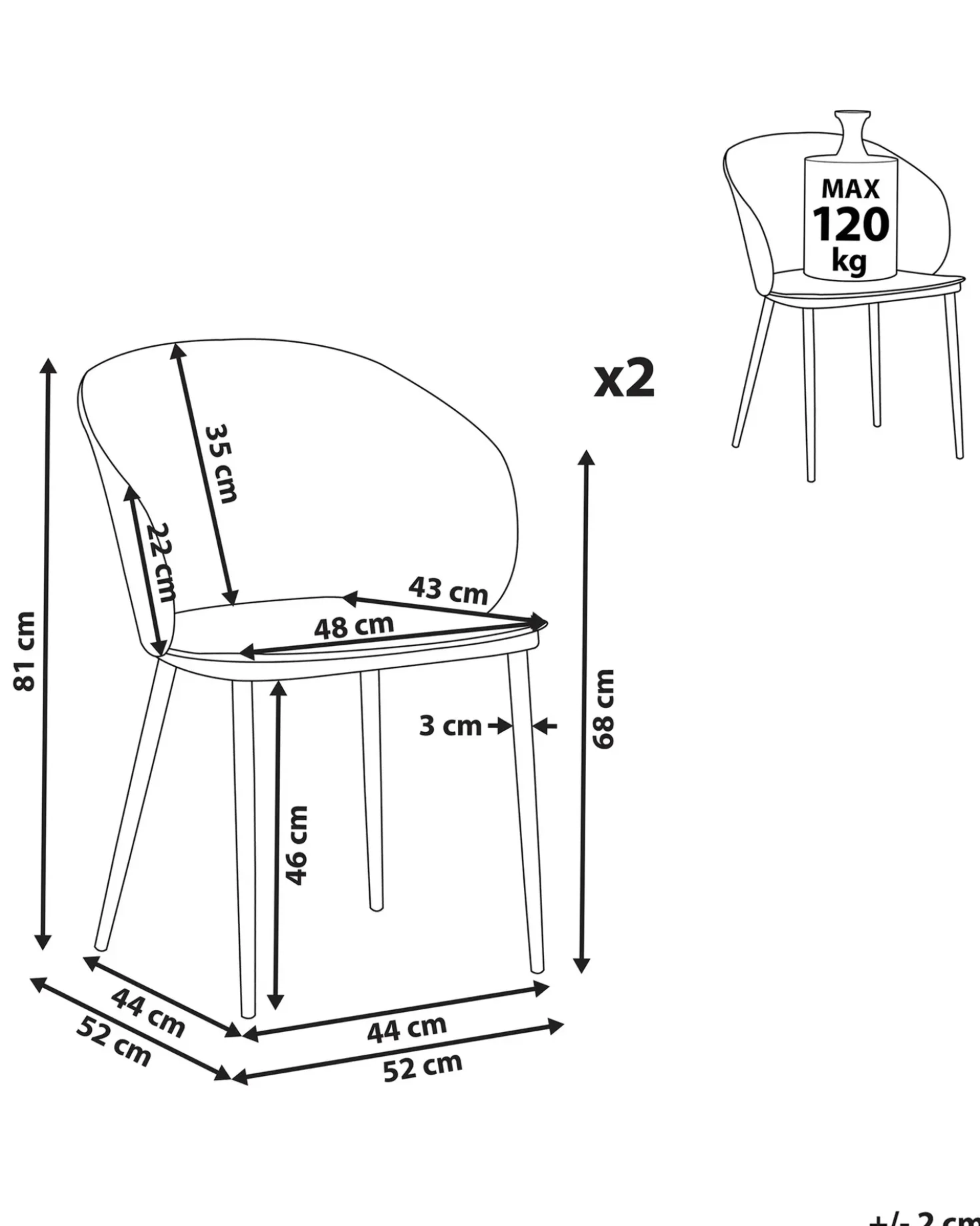 Set di 2 sedie da pranzo BLAYKEE Bianco