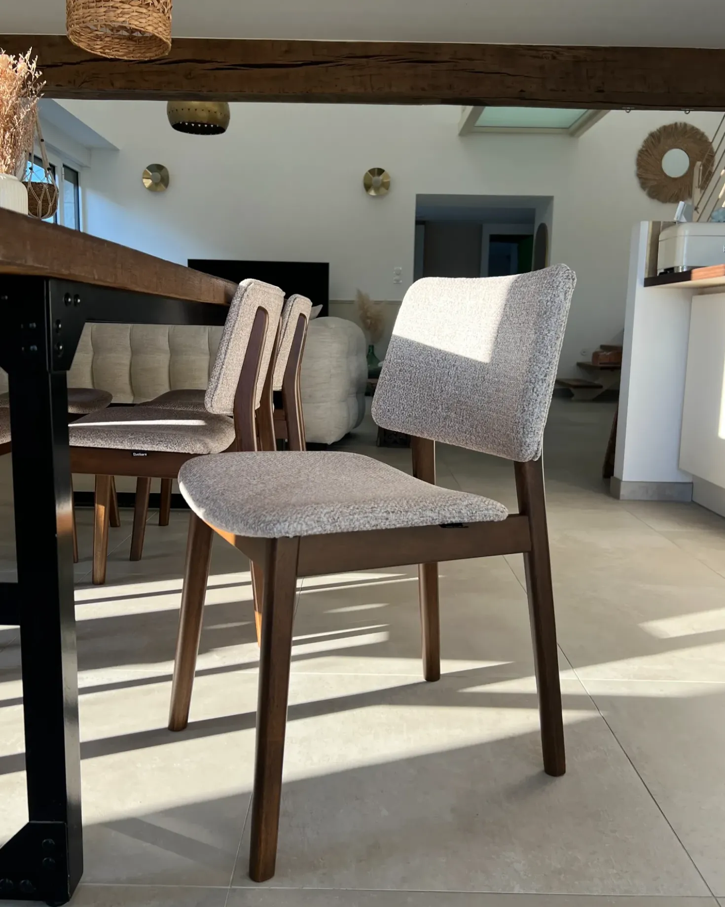 Set di 2 sedie da pranzo BLANE Bouclé Marrone scuro/Tortora