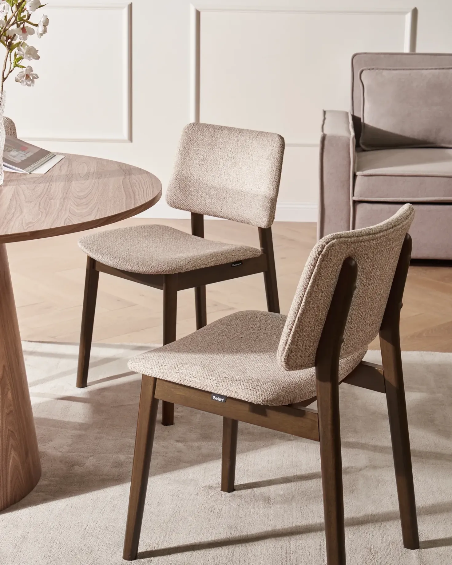 Set di 2 sedie da pranzo BLANE Bouclé Marrone scuro/Tortora