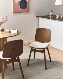 Set di 2 sedie da pranzo CHARLESTON Legno Marrone/Beige chiaro