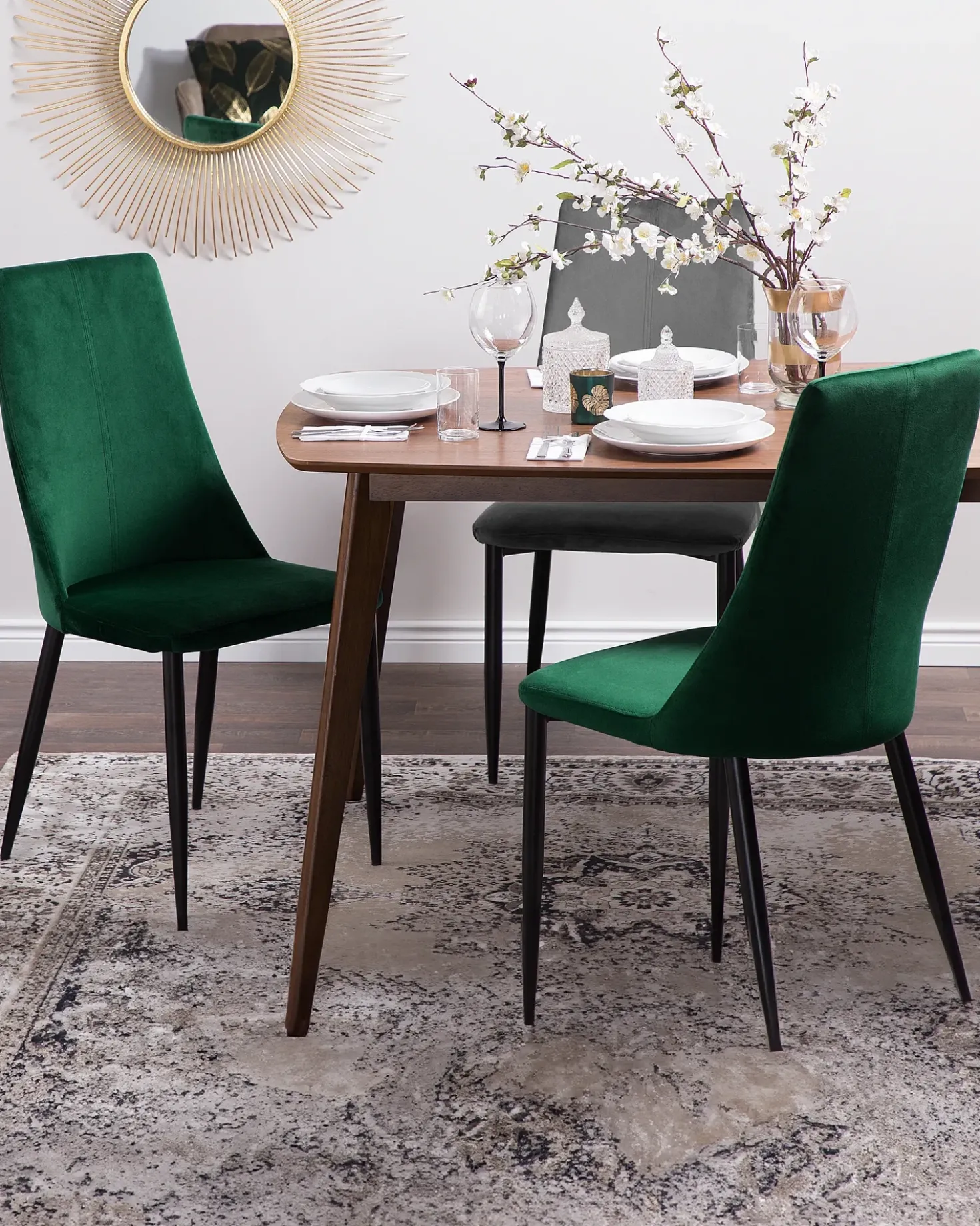Set di 2 sedie da pranzo CLAYTON Velluto Verde smeraldo