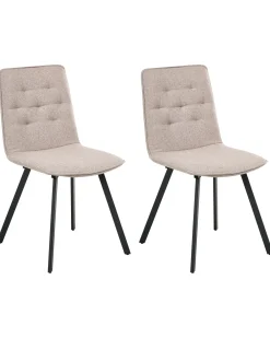 Set di 2 sedie da pranzo CARVER Tessuto Marrone chiaro