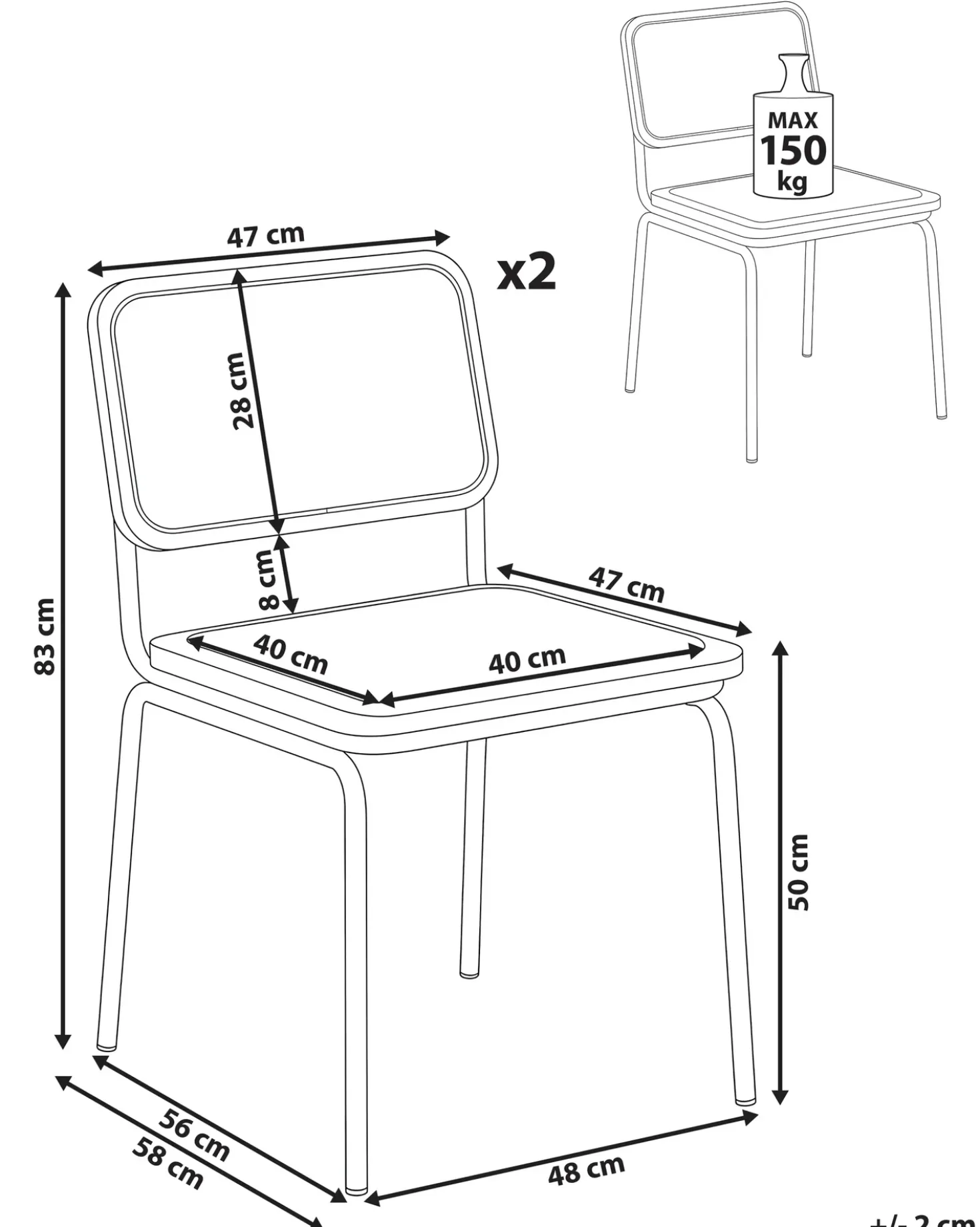 Set di 2 sedie da pranzo CORVALLIS Rattan sintetico (PE) Nero