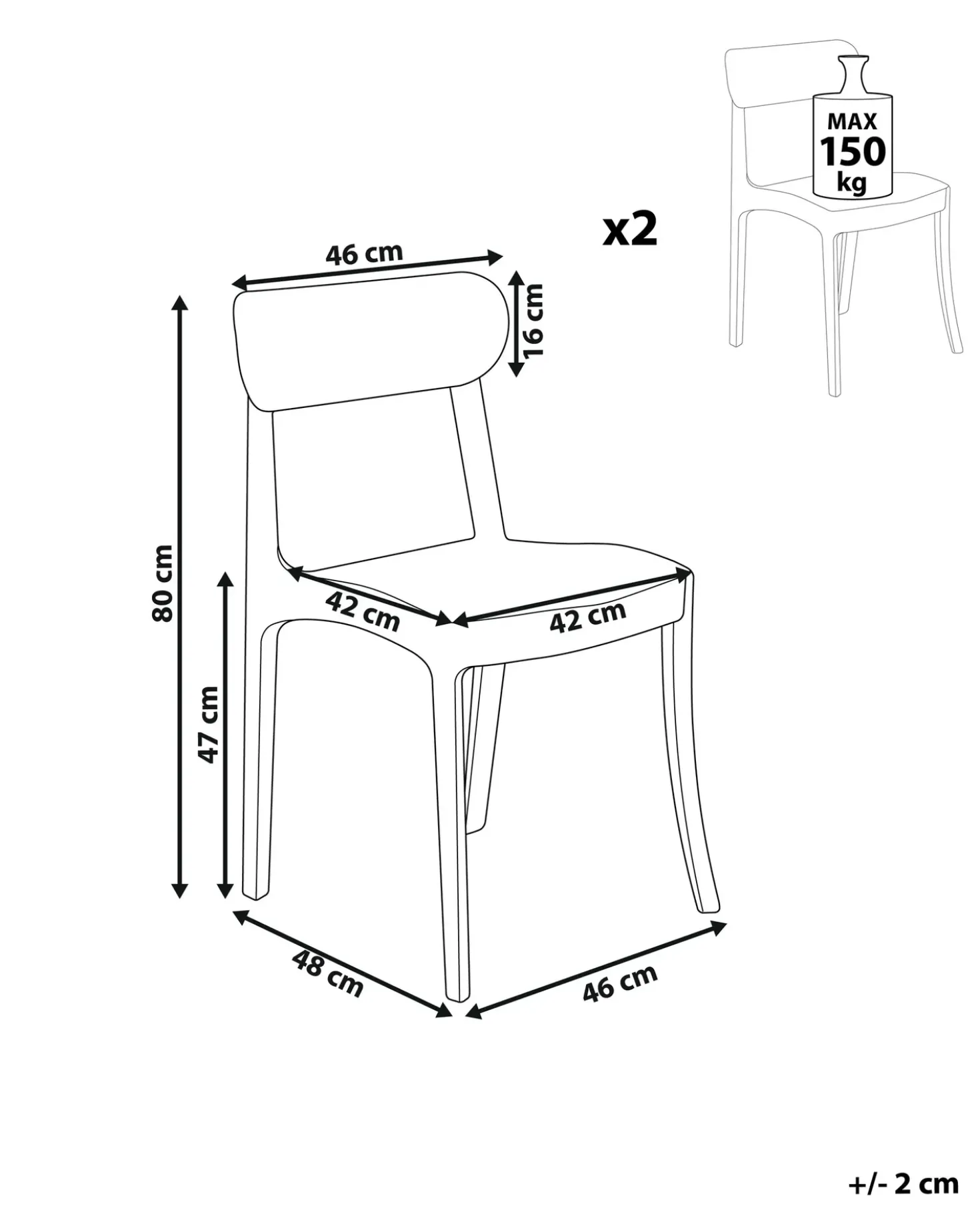 Set di 2 sedie da pranzo COVINGTON Trasparente