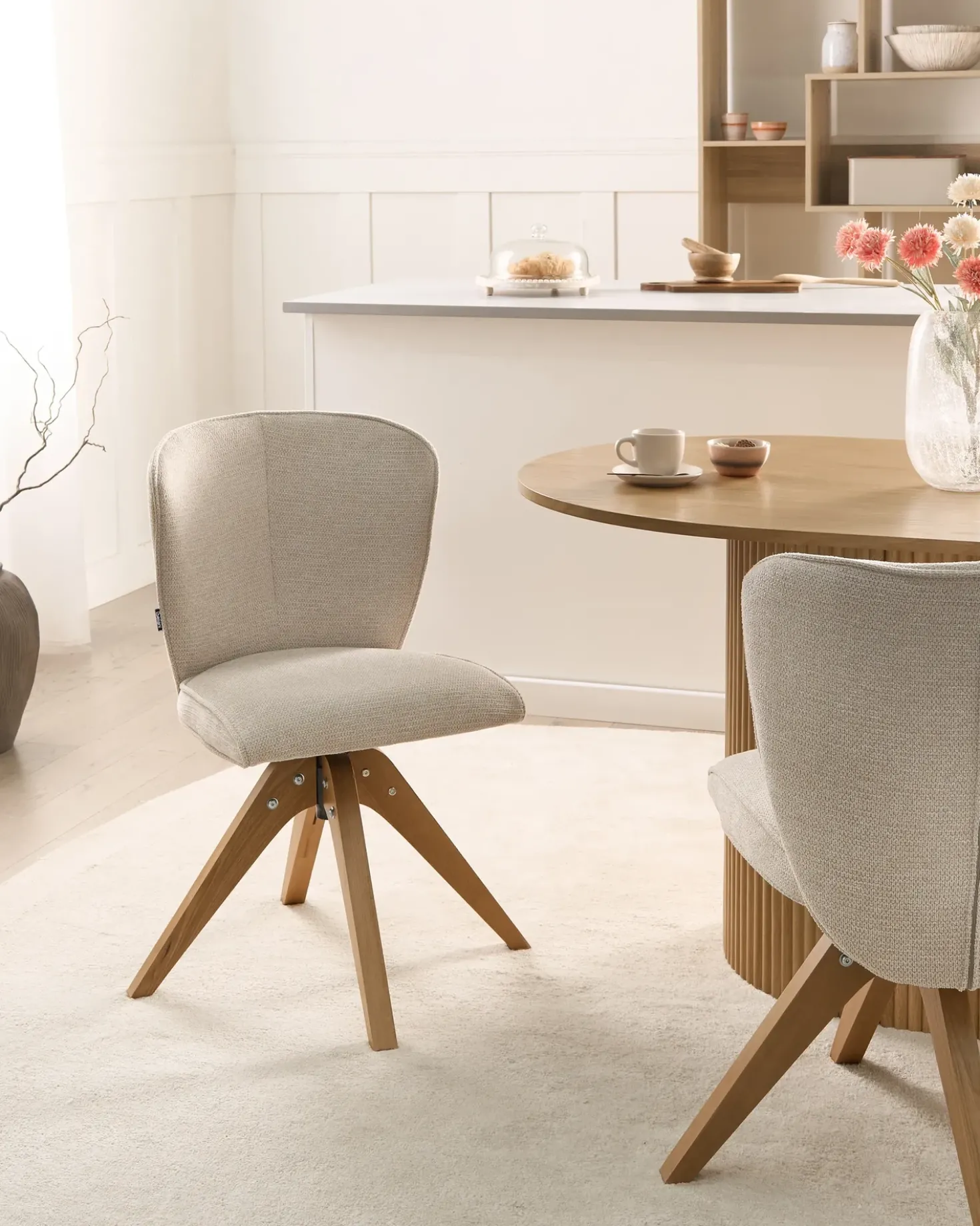 Set di 2 sedie da pranzo COSO Tessuto Beige chiaro
