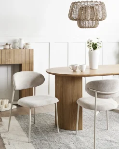 Set di 2 sedie da pranzo COWLEY Ciniglia Beige chiaro