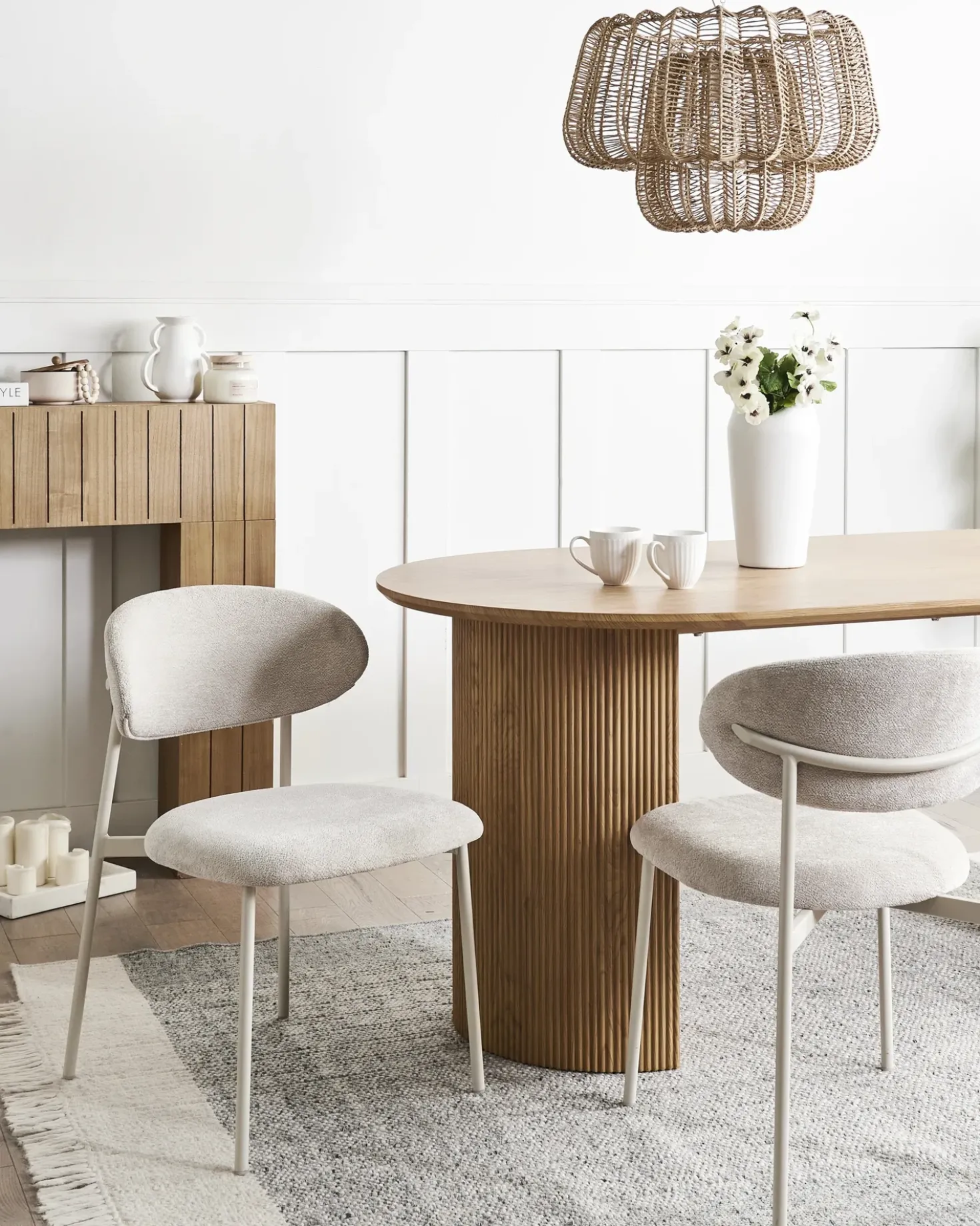 Set di 2 sedie da pranzo COWLEY Ciniglia Beige chiaro