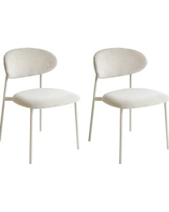 Set di 2 sedie da pranzo COWLEY Ciniglia Beige chiaro