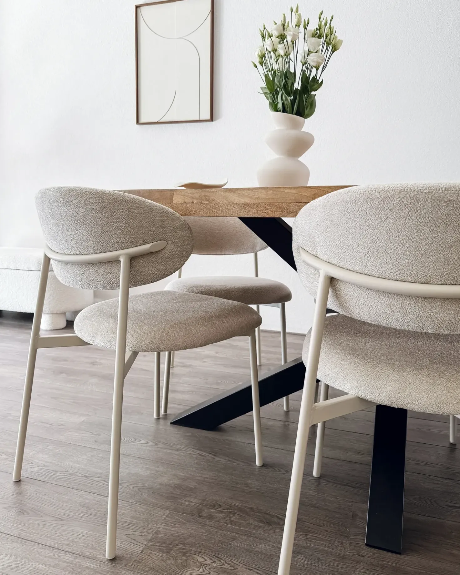 Set di 2 sedie da pranzo COWLEY Ciniglia Beige chiaro