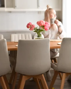 Set di 2 sedie da pranzo CALGARY Tessuto Bianco sporco