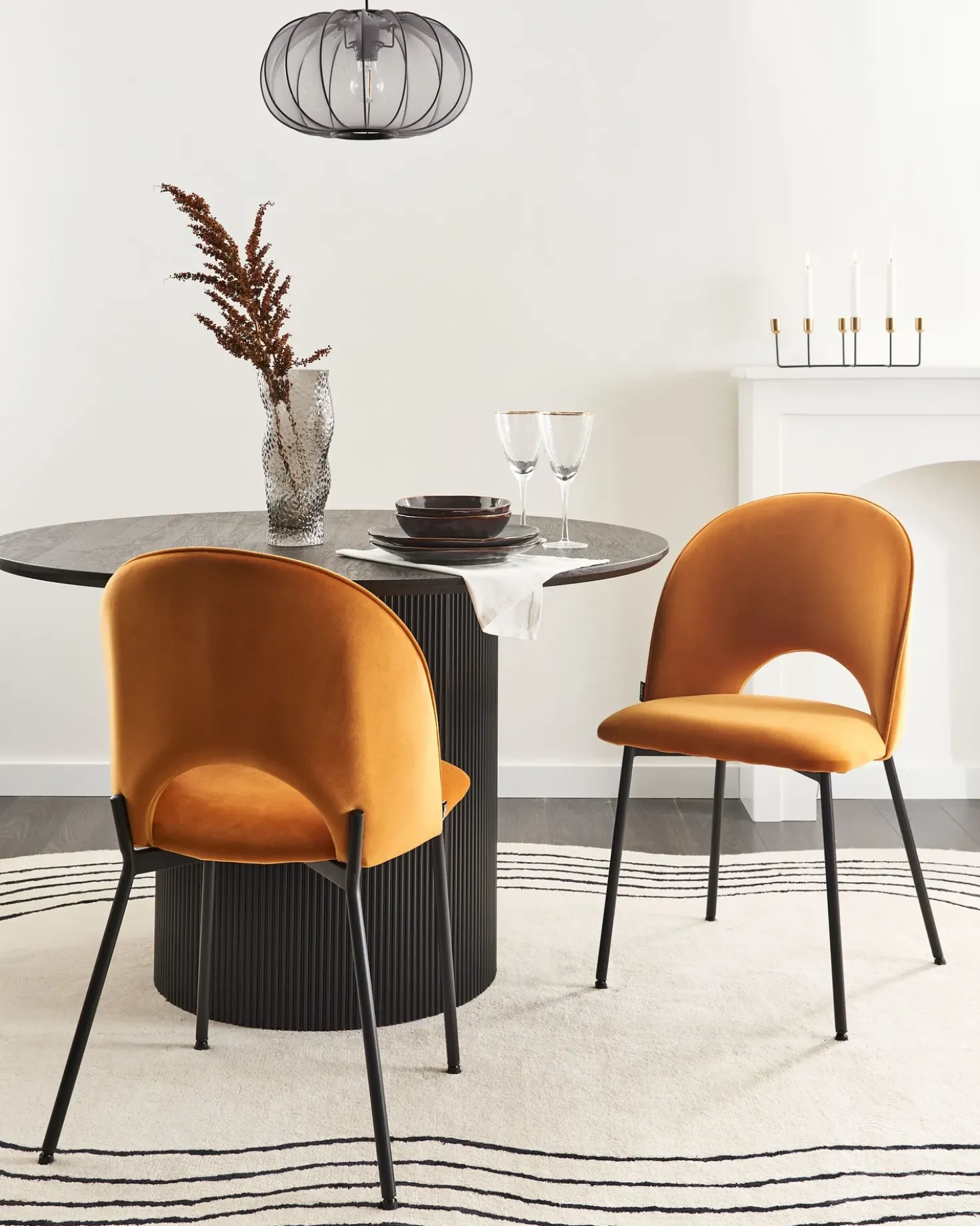 Set di 2 sedie da pranzo COVELO Velluto Arancione