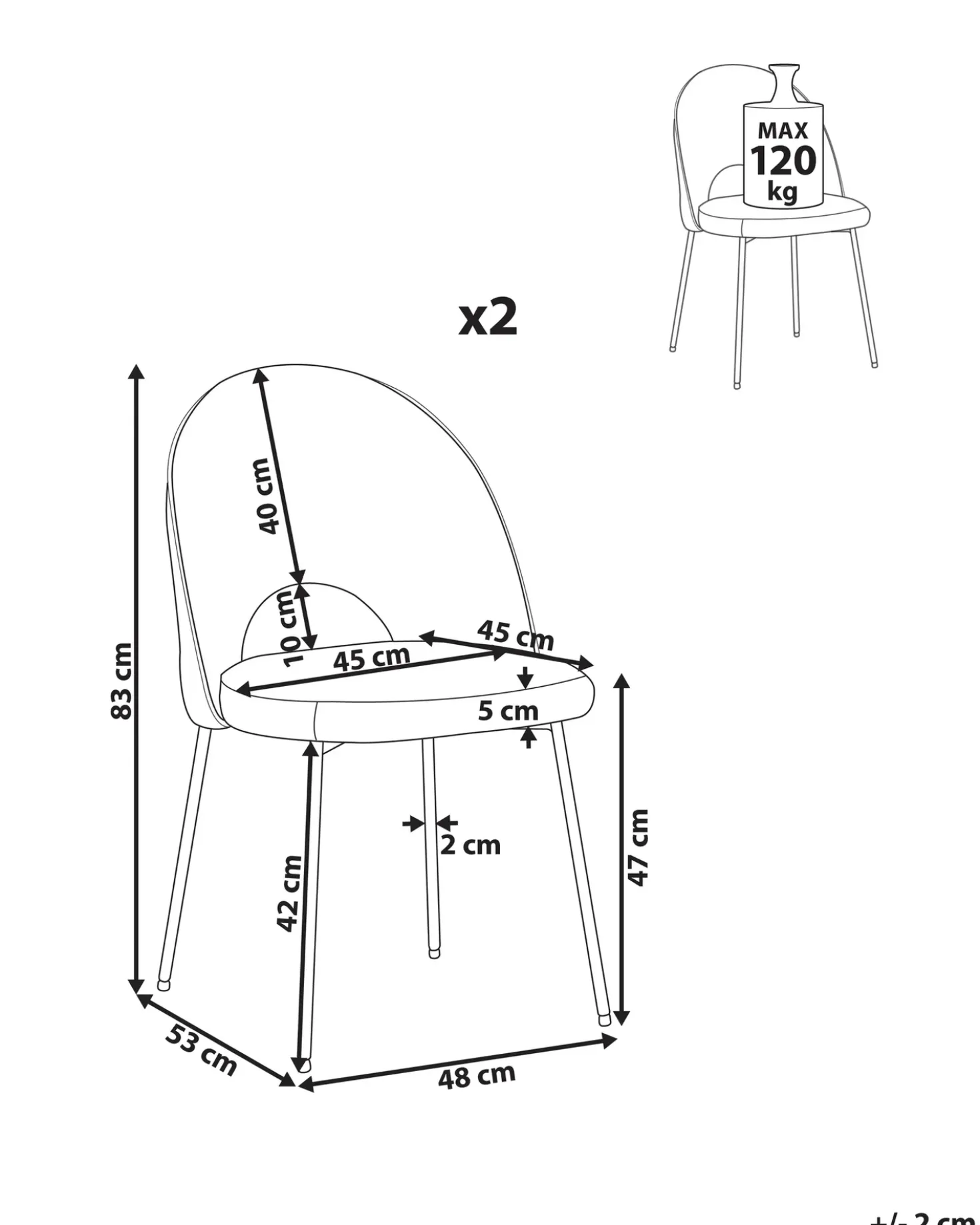 Set di 2 sedie da pranzo COVELO Velluto Arancione