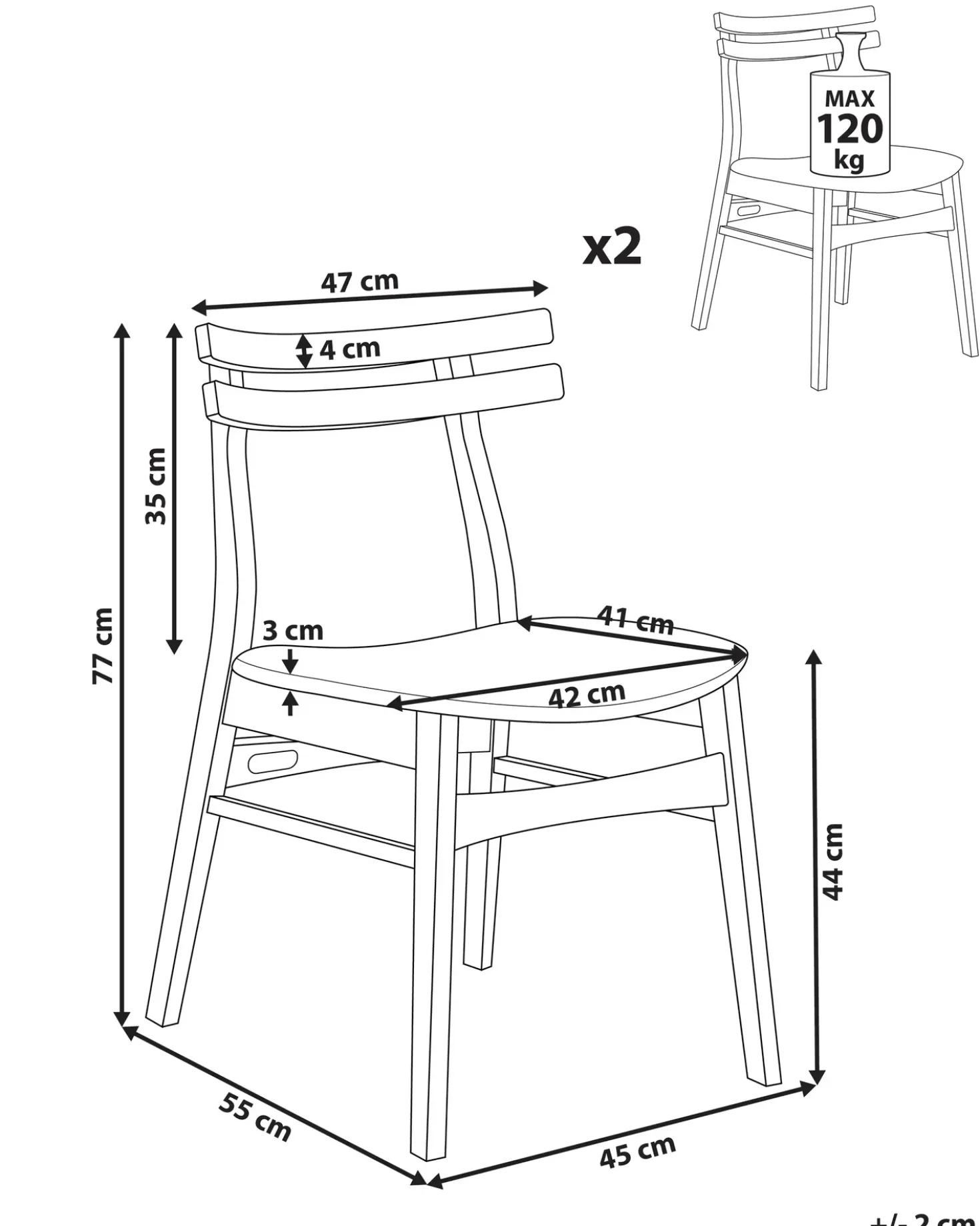 Set di 2 sedie da pranzo CYNTHIANA Legno Marrone chiaro/Grigio