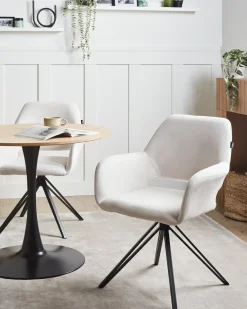 Set di 2 sedie da pranzo CINEY Tessuto Bianco sporco