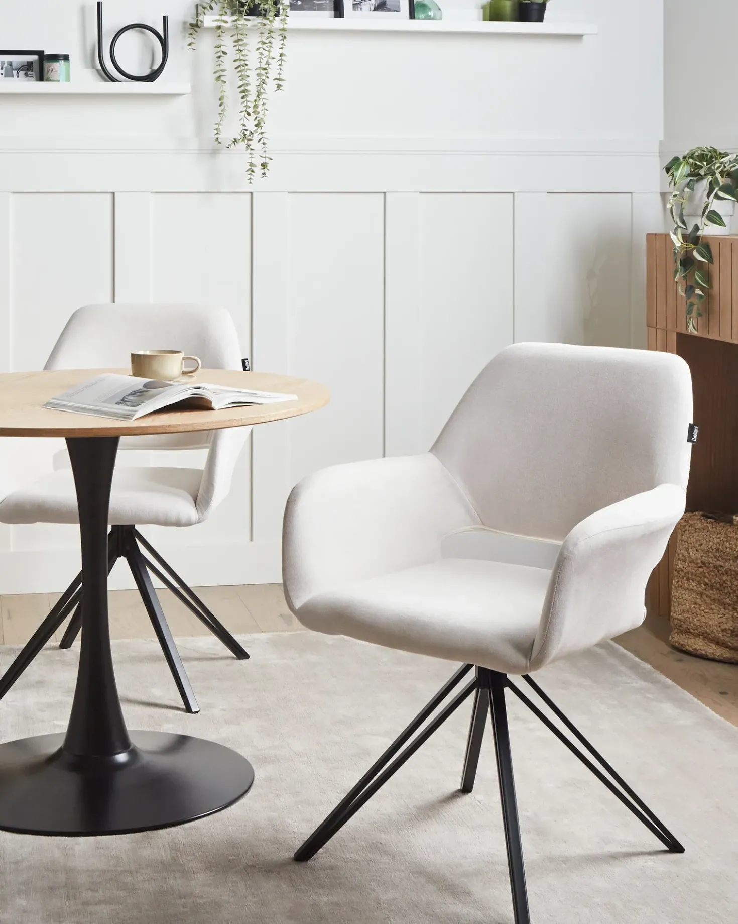 Set di 2 sedie da pranzo CINEY Tessuto Bianco sporco