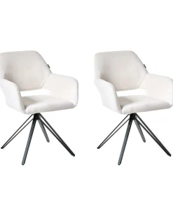 Set di 2 sedie da pranzo CINEY Tessuto Bianco sporco