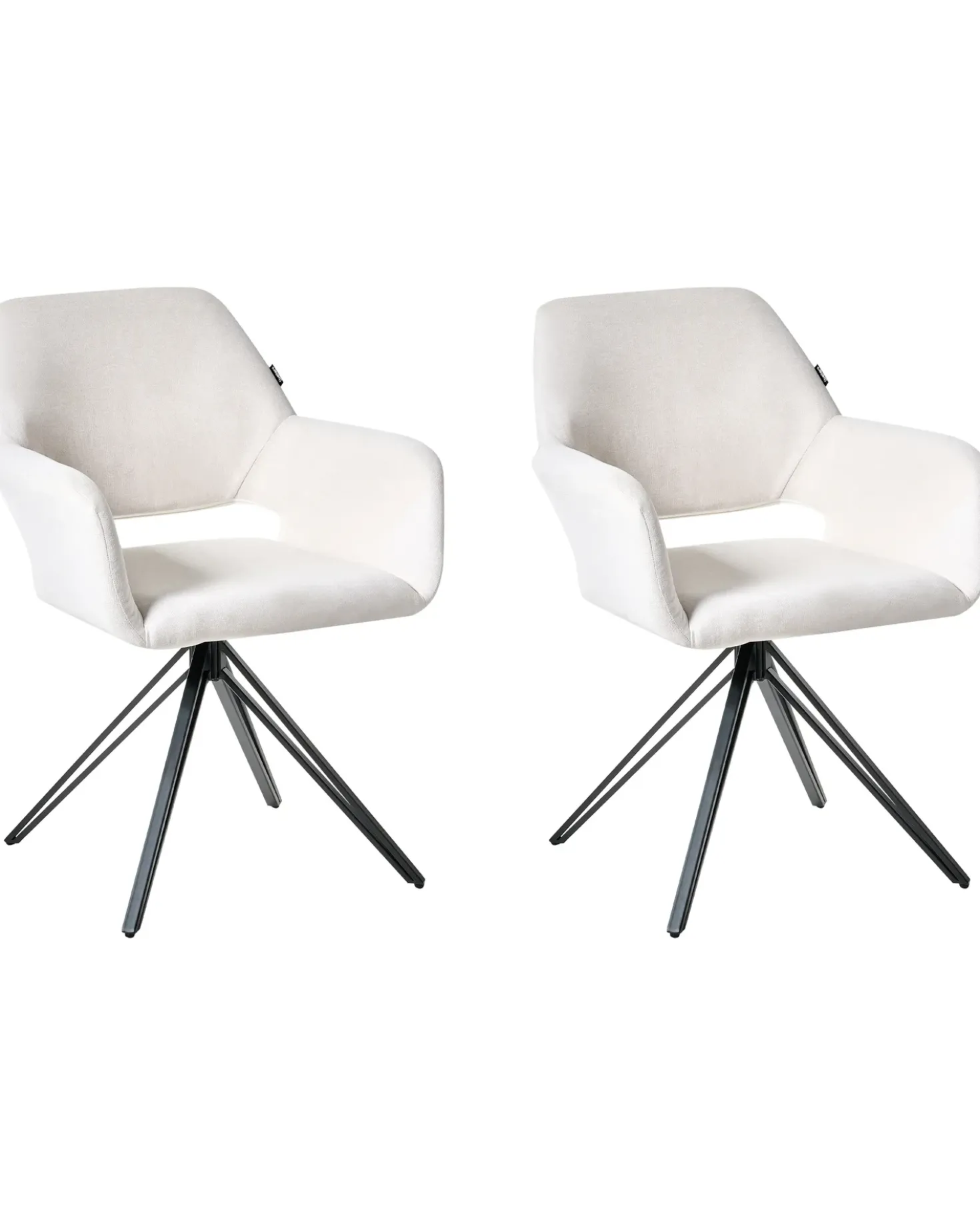 Set di 2 sedie da pranzo CINEY Tessuto Bianco sporco
