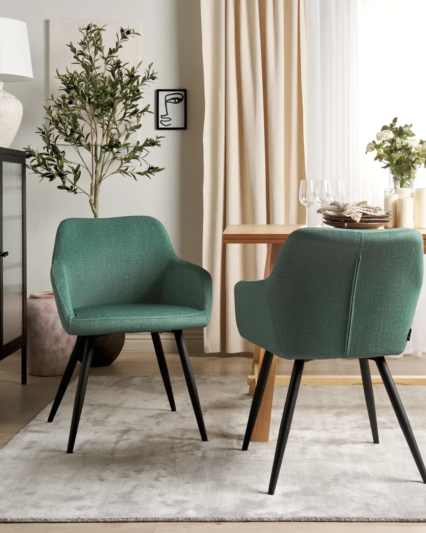Set di 2 sedie da pranzo CASMALIA Velluto Verde scuro