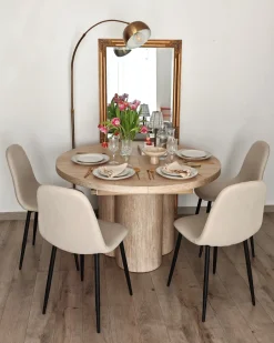 Set di 4 sedie da pranzo CRANDALL Tessuto Beige chiaro