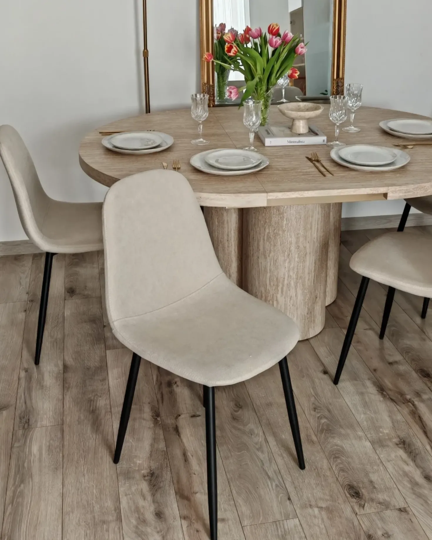 Set di 4 sedie da pranzo CRANDALL Tessuto Beige chiaro