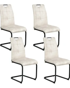 Set di 4 sedie da pranzo CISCO Tessuto Beige chiaro