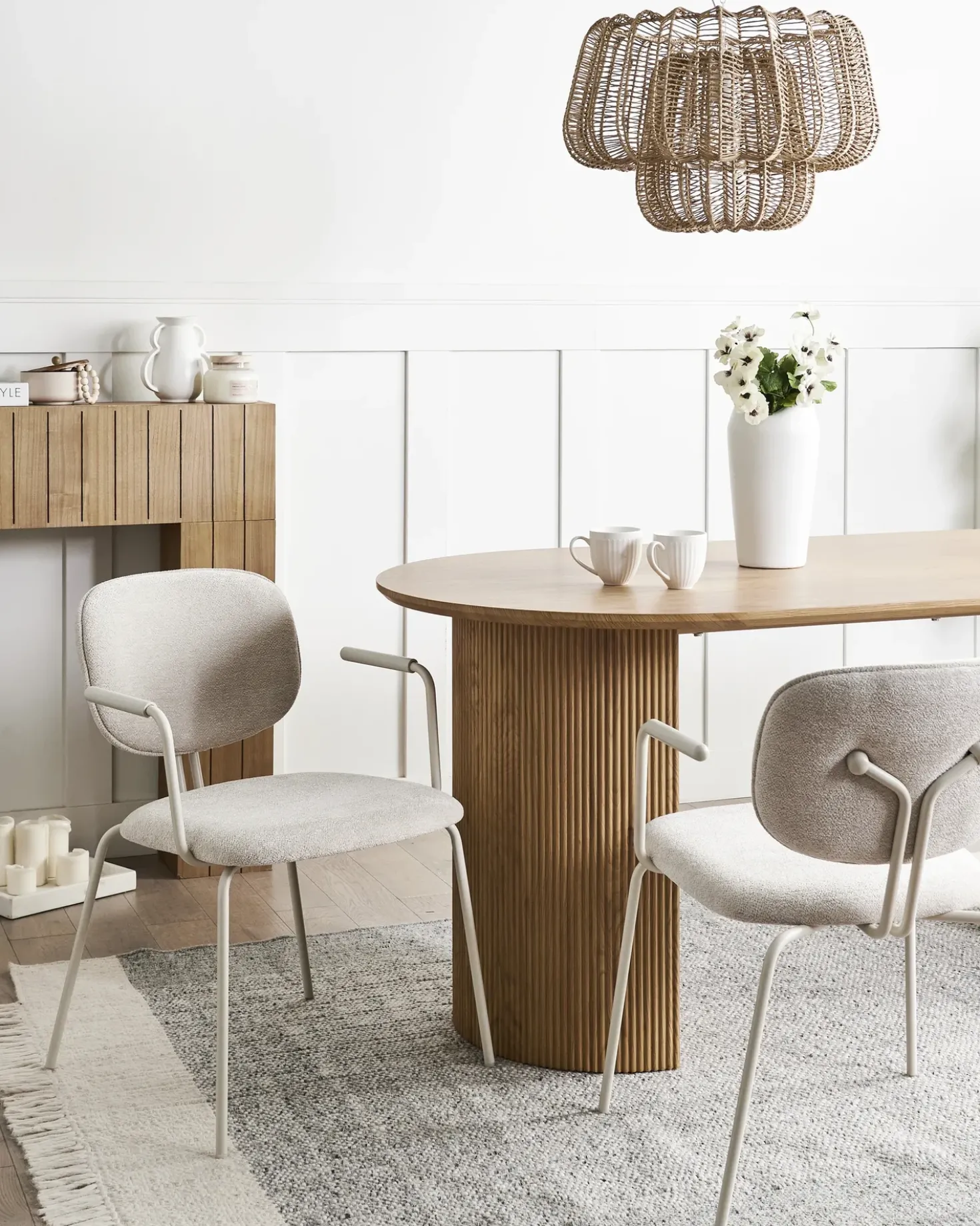 Set di 2 sedie da pranzo CARILLE Ciniglia Beige chiaro
