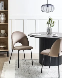 Set di 2 sedie da pranzo COVELO Velluto Tortora