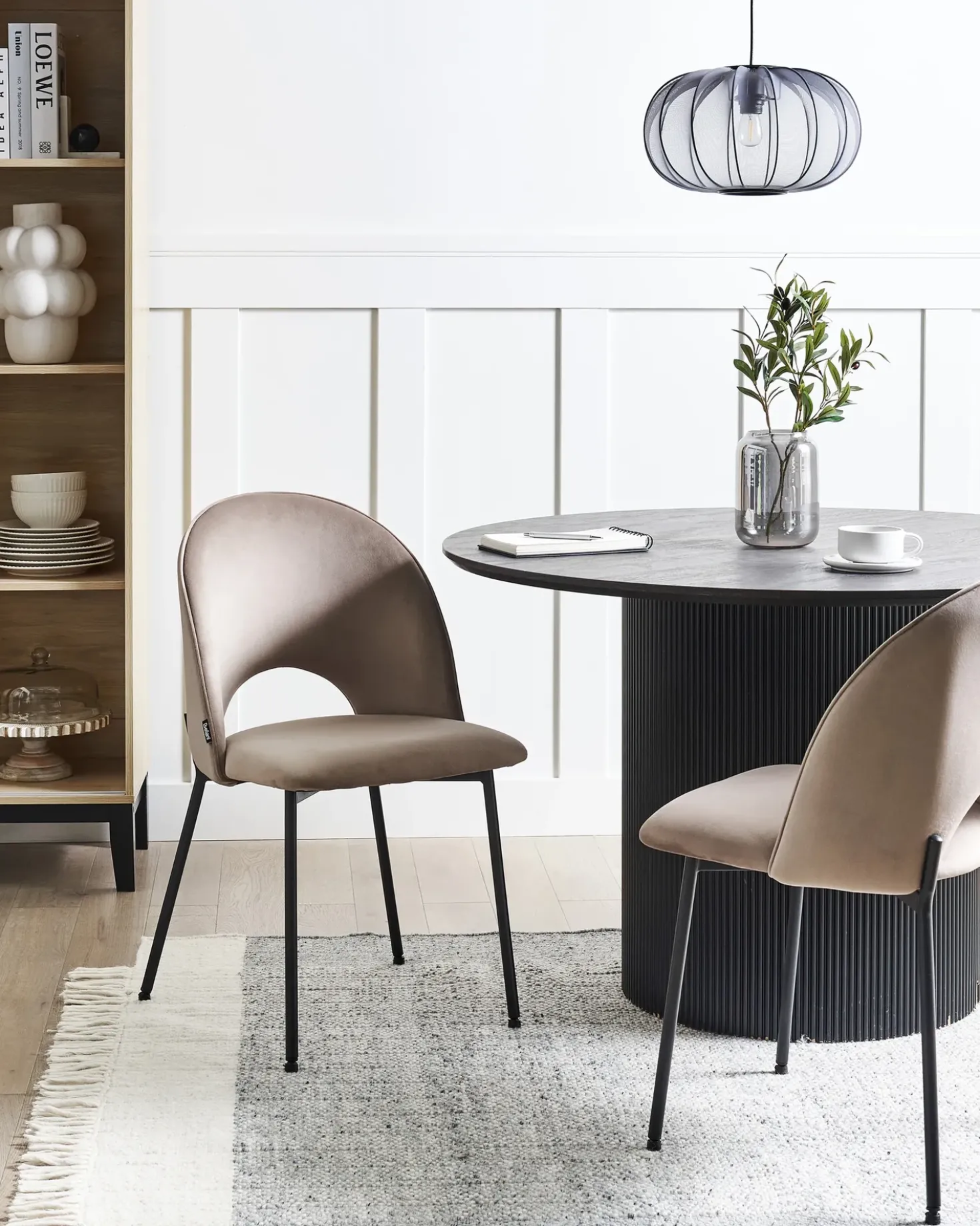 Set di 2 sedie da pranzo COVELO Velluto Tortora