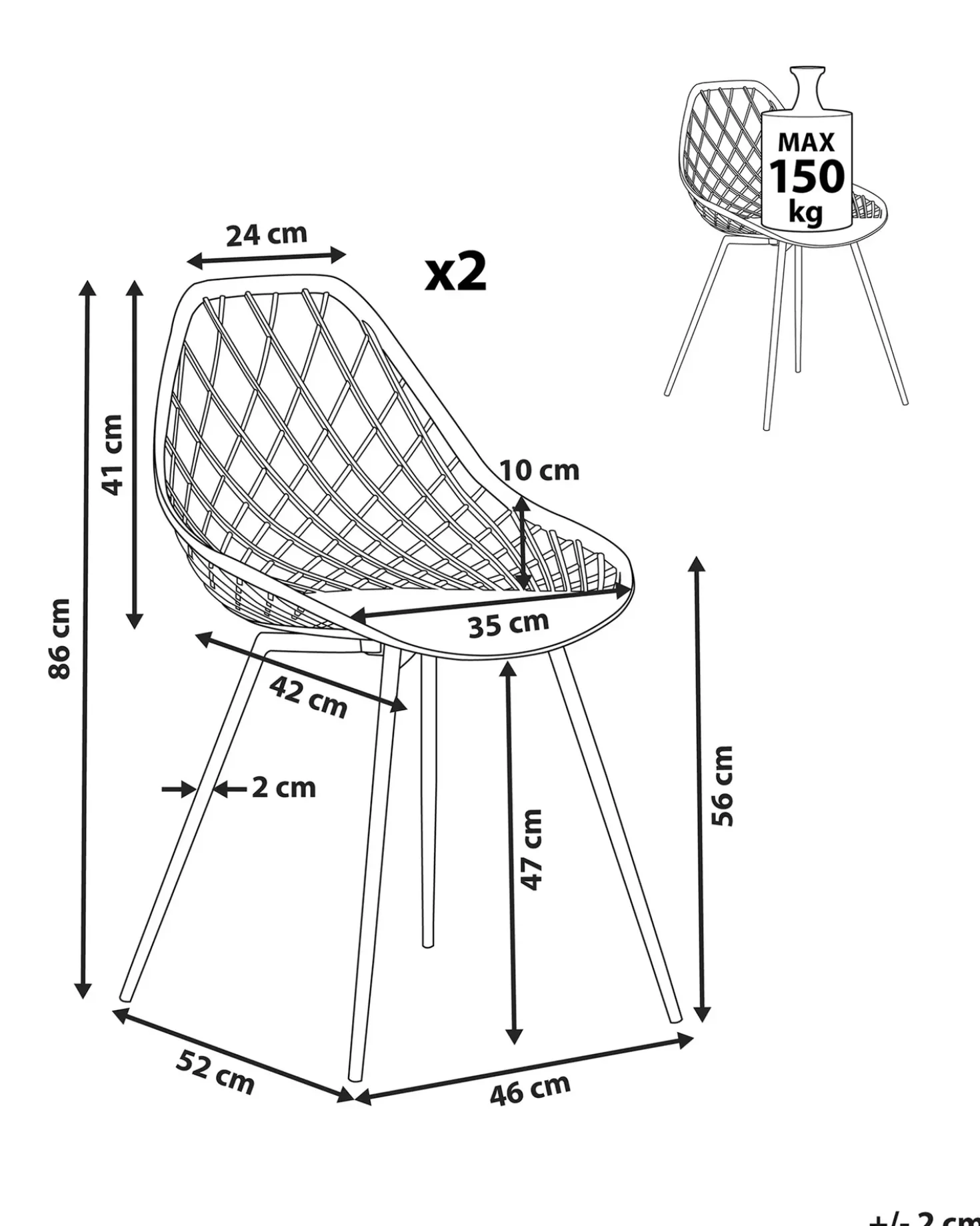 Set di 2 sedie da pranzo CANTON II Beige