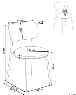 Set di 2 sedie da pranzo CASEY Bouclé Tortora