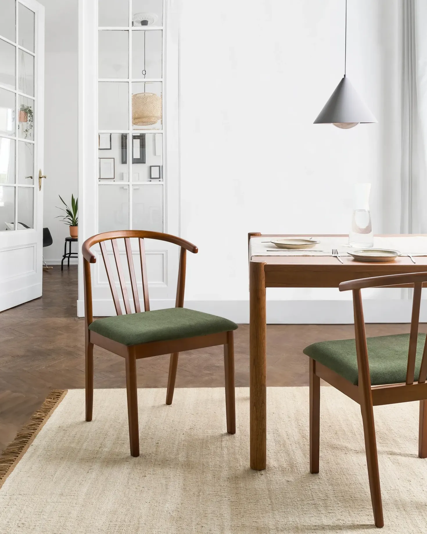 Set di 2 sedie da pranzo CRAIG Legno Marrone scuro/Verde