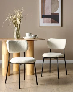 Set di 2 sedie da pranzo CASEY Bouclé Bianco sporco