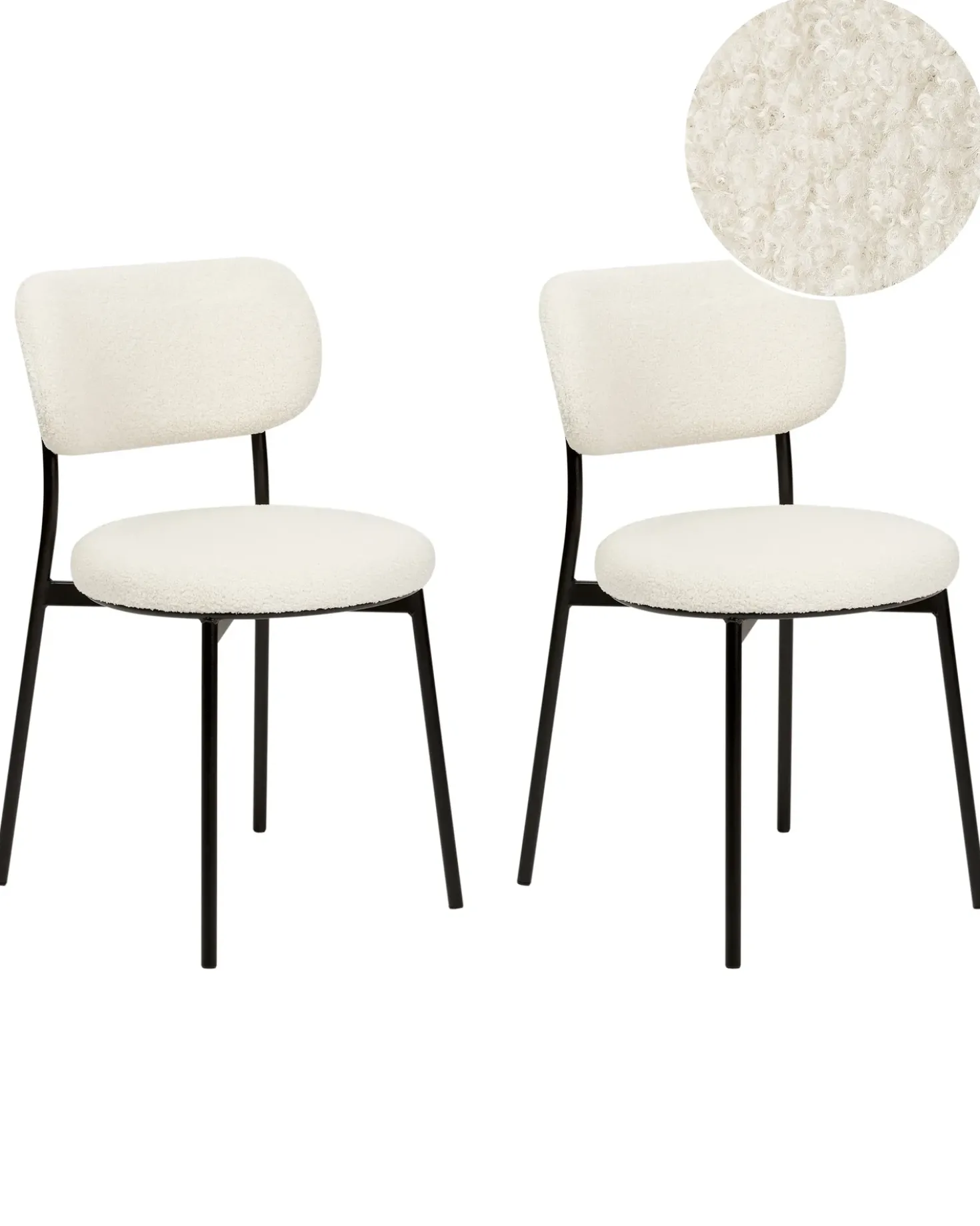 Set di 2 sedie da pranzo CASEY Bouclé Bianco sporco