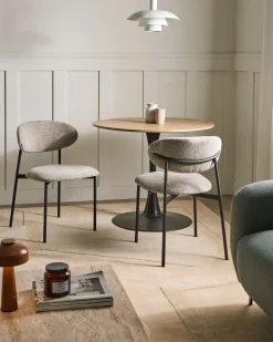 Set di 2 sedie da pranzo COWLEY Ciniglia Tortora