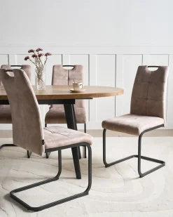Set di 4 sedie da pranzo CISCO Tessuto Tortora