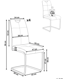 Set di 4 sedie da pranzo CISCO Tessuto Tortora