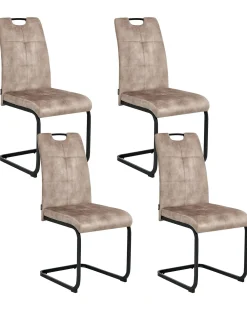 Set di 4 sedie da pranzo CISCO Tessuto Tortora