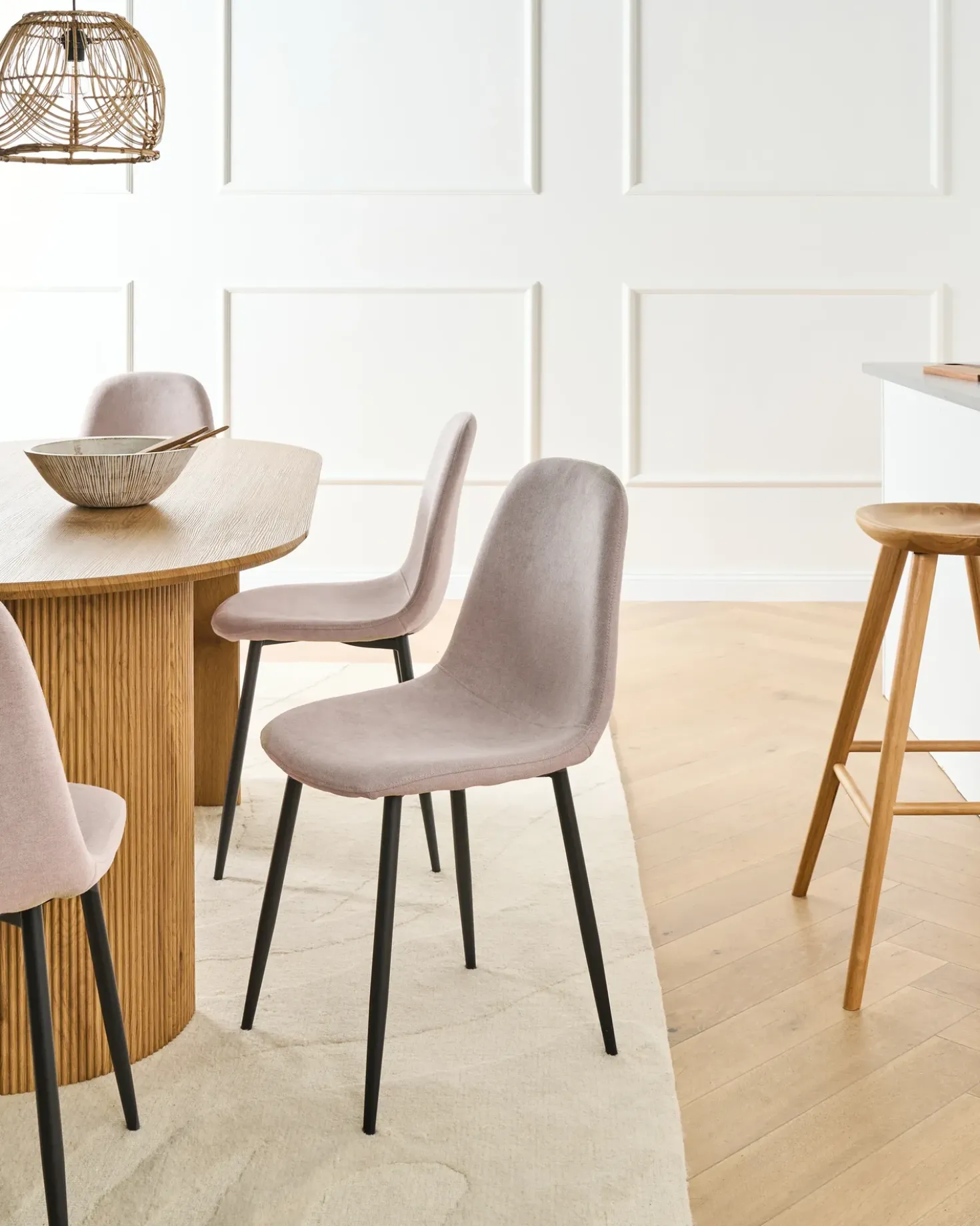 Set di 4 sedie da pranzo CRANDALL Tessuto Beige