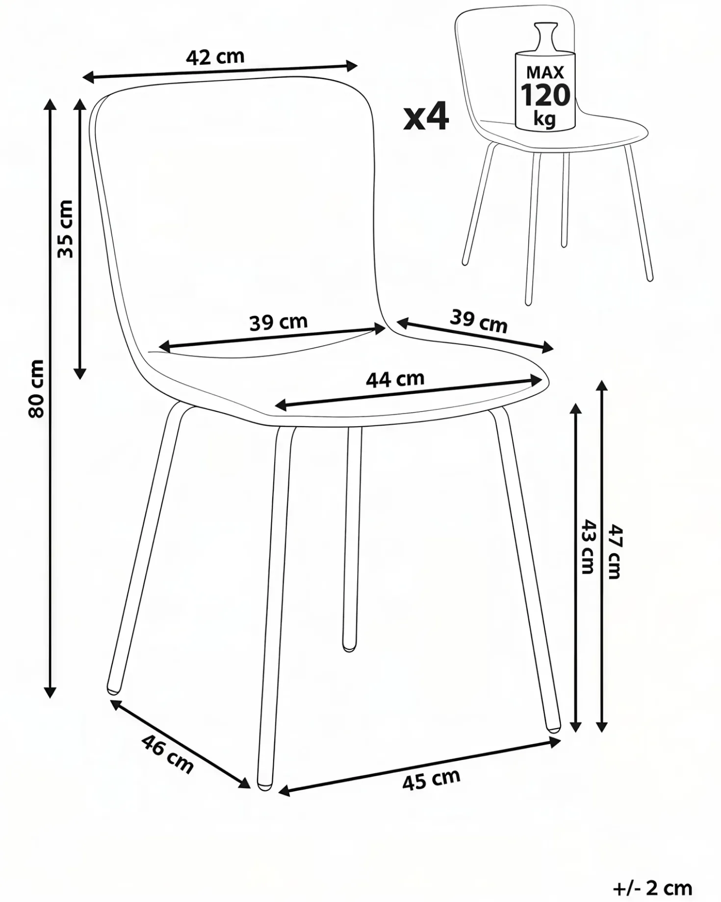 Set di 4 sedie da pranzo CALDWELL Tessuto Beige chiaro
